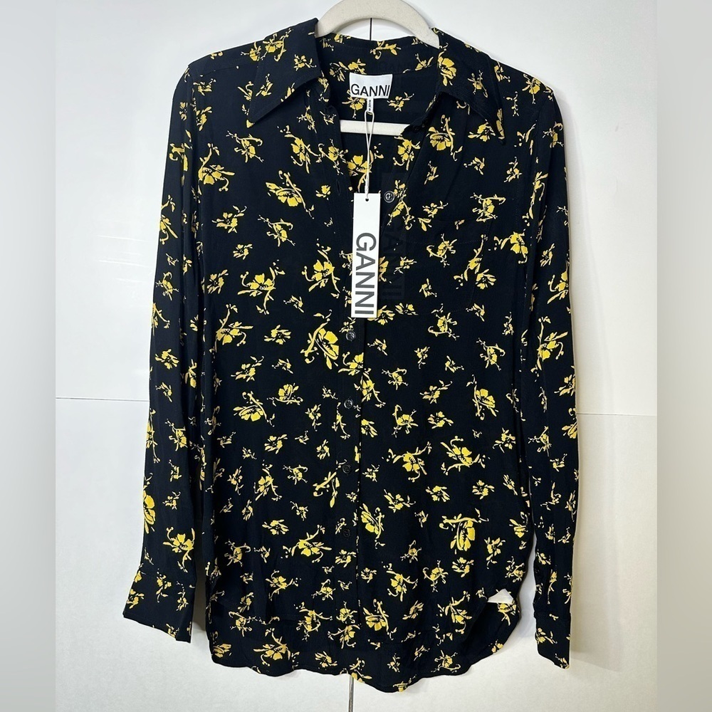GANNI Floral Crepe Shirt - Picture 3 of 8